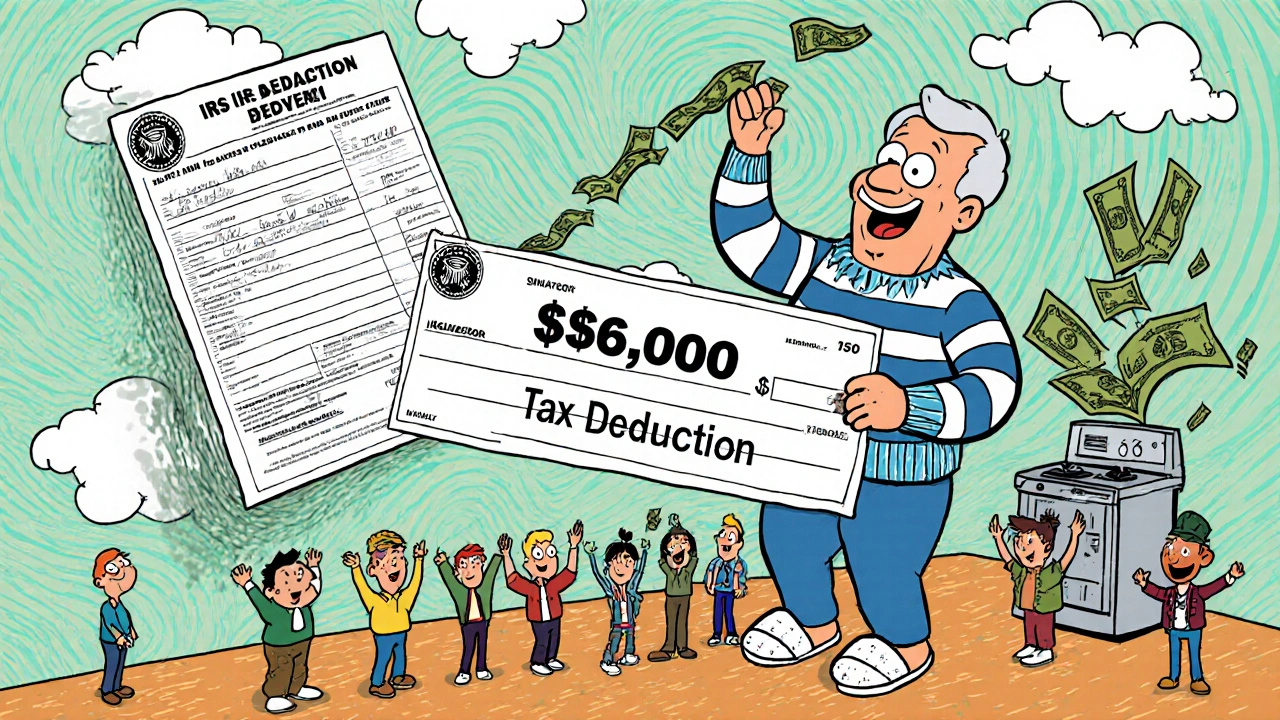 A retiree celebrates a ,000 tax deduction while an IRS form shrinks in size.