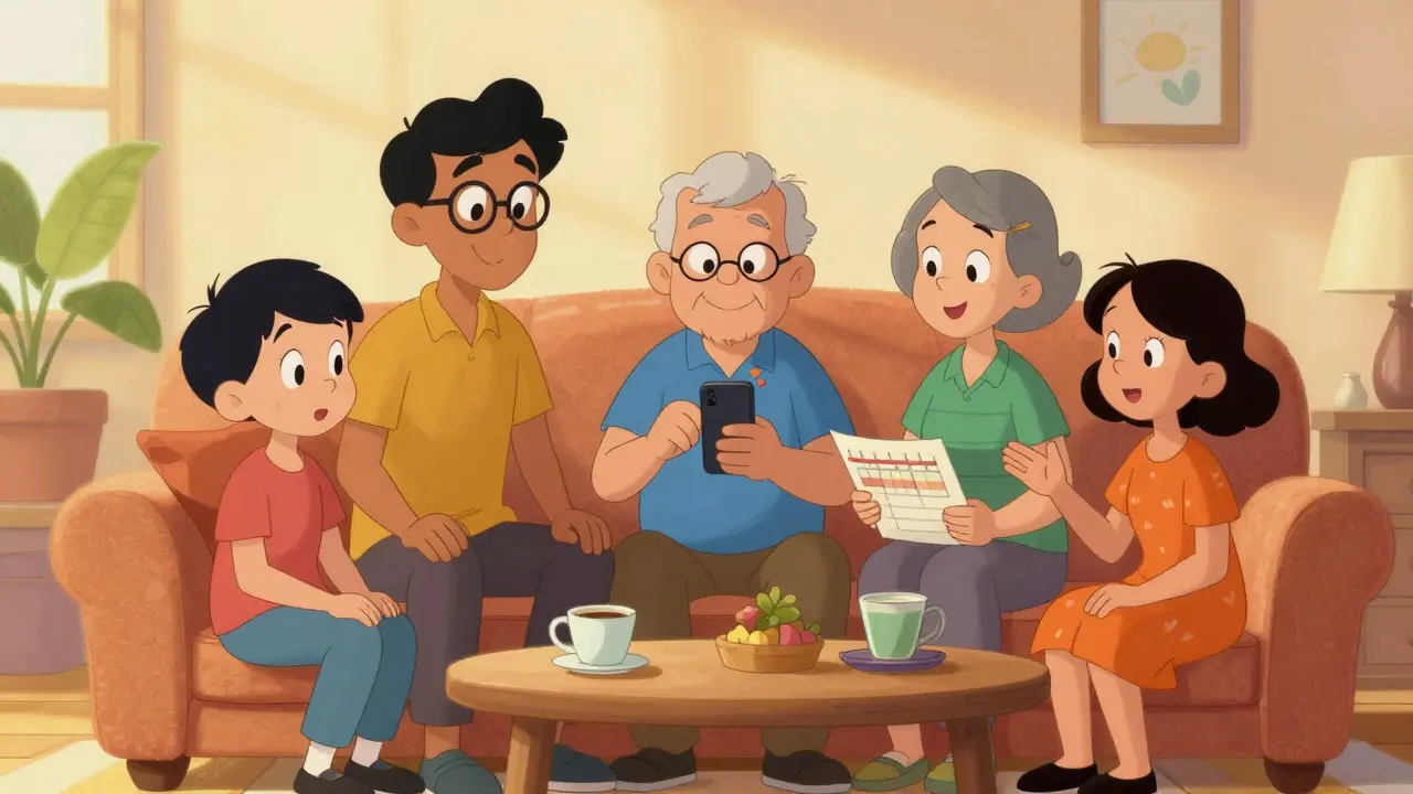 Family members share caregiving responsibilities together