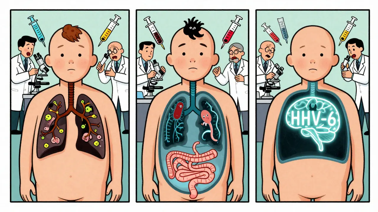 Three patients reveal hidden fungal, parasitic, and viral infections under X-ray vision.