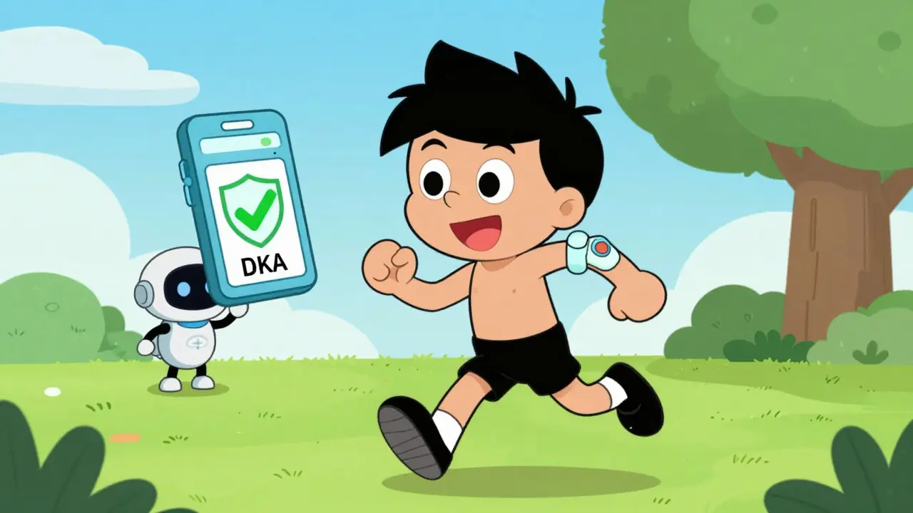 Cheerful person using CGM technology to prevent diabetic ketoacidosis.