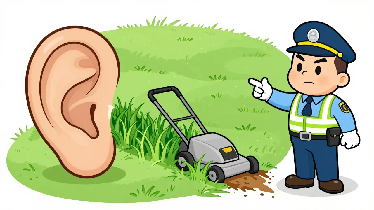 Illustration comparing ear hair cells to cut grass